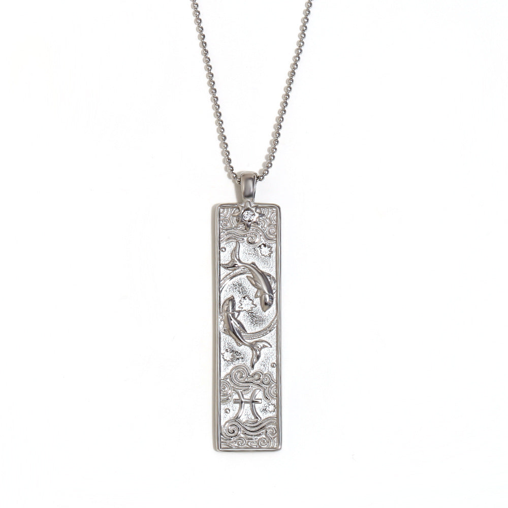 Wholesale Stainless steel plated square twelve zodiac sign necklace